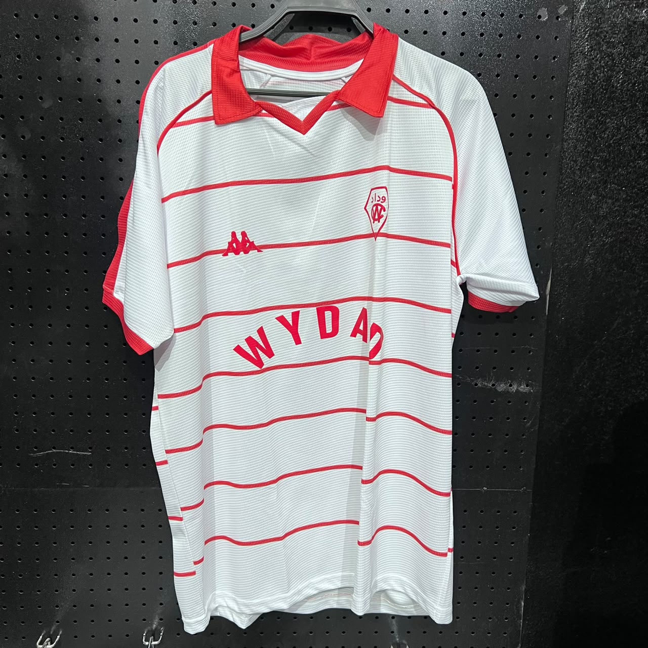 Men's Wydad AC Athletic Striped Jersey Shirt - White & Red
